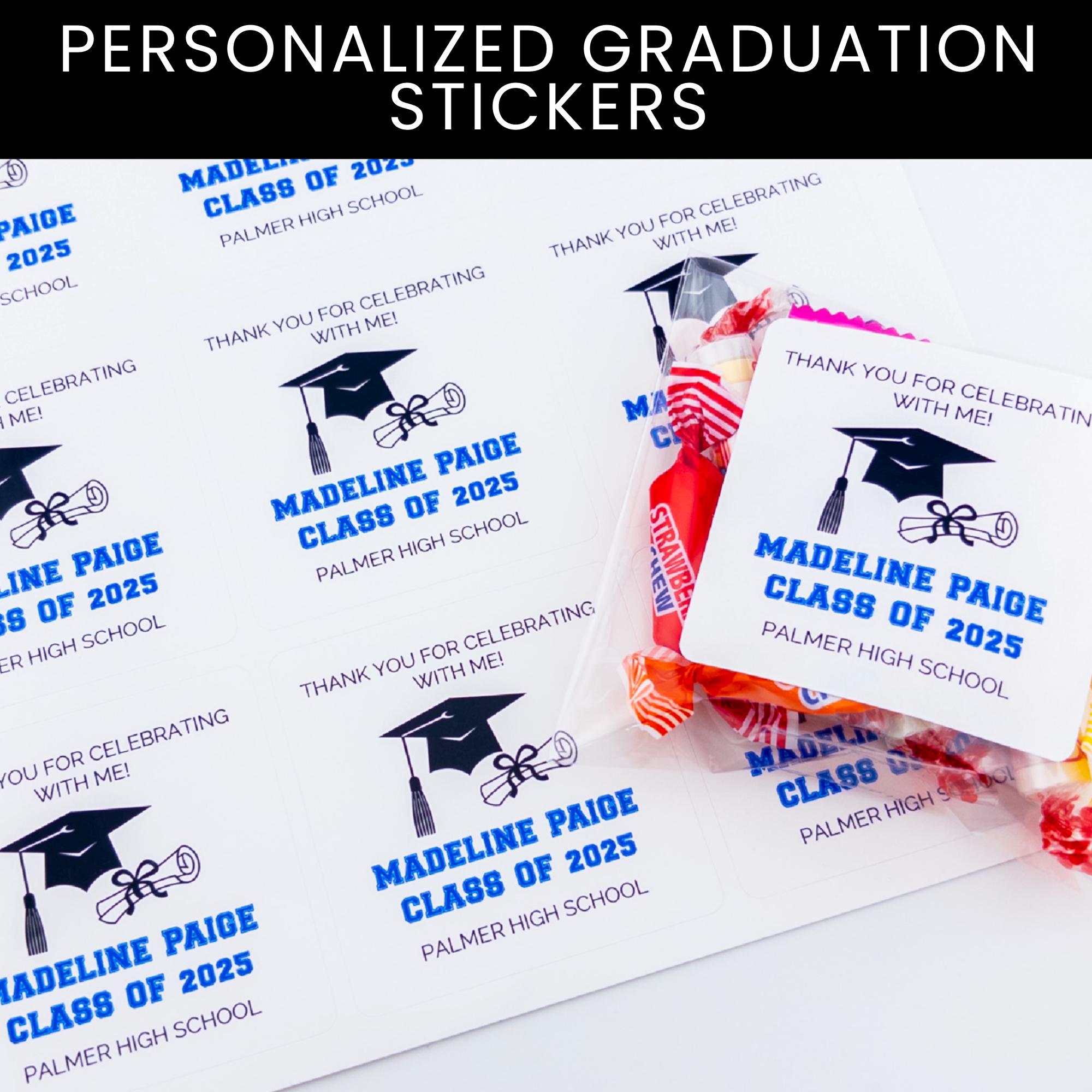 Graduation Program Stickers Graduation Thank You Stickers, Personalized Party Favor Labels ...