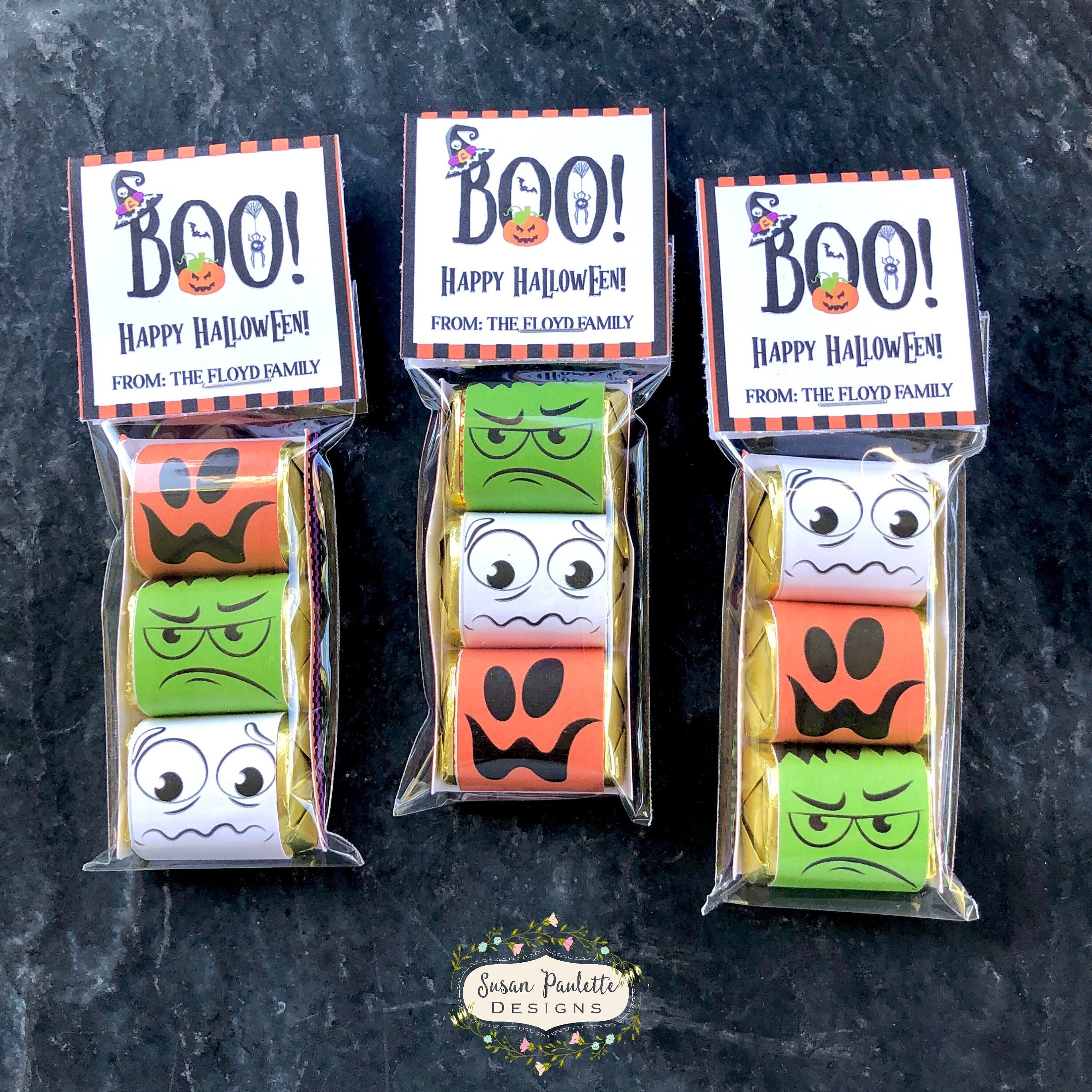 Halloween Candy Wrappers, Birthday Party Favor Nugget Gift Set, Monster Chocolate Wrapper Labels, Trick or Treat, Editable Canva Template