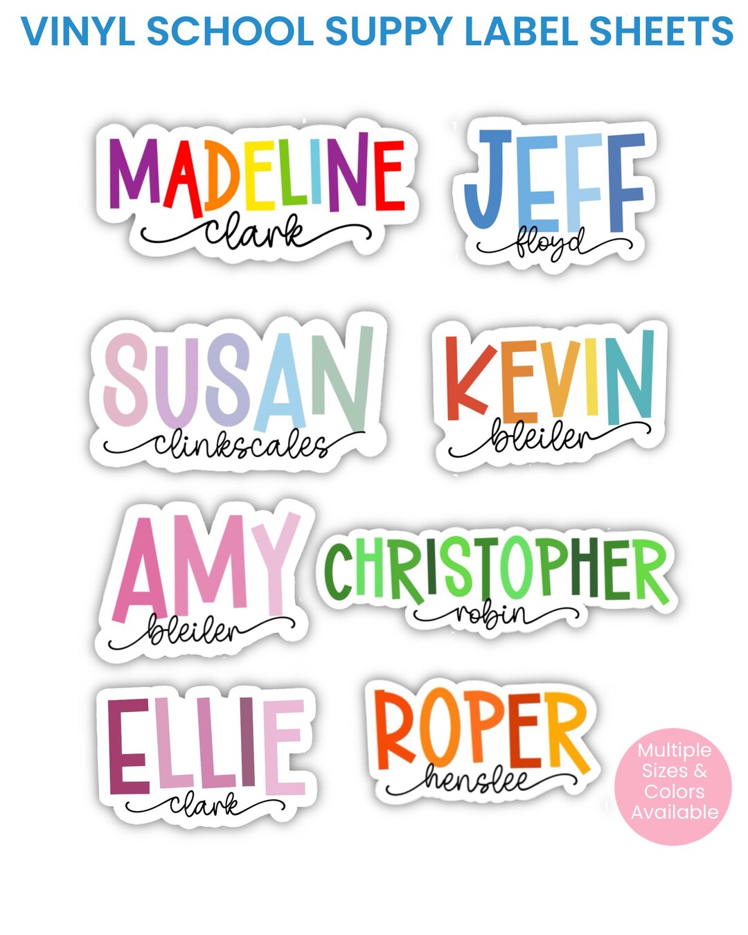 Custom Name Labels | School Supply Labels | Personalized Vinyl Stickers ...