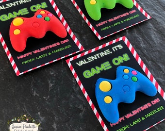 Video Game Valentine Party Favors, Gamer Controller Eraser Gift for Class, Teacher Gifts for Students, Bulk Non-Candy Treats, Set of 9
