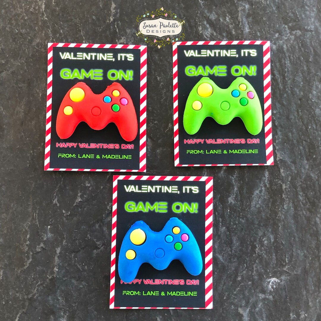 Video Game Valentine Party Favors, Gamer Controller Eraser Gift for