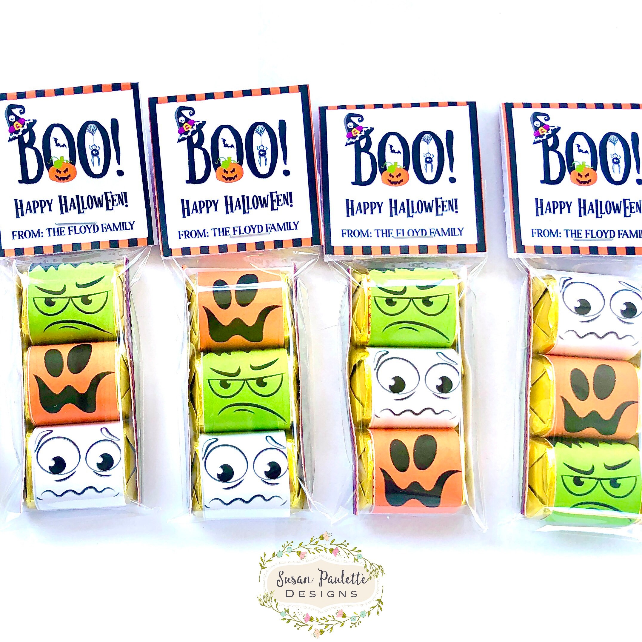 Halloween Candy Wrappers, Birthday Party Favor Nugget Gift Set, Monster Chocolate Wrapper Labels, Trick or Treat, Editable Canva Template