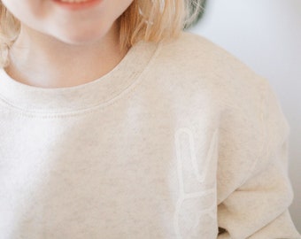Peace sign toddler kids neutral minimal sweatshirt