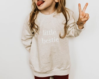 Little Bestie toddler kids neutral minimal sweatshirt