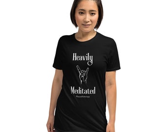 Rock N Roll stark meditiertes Kurzarm-Unisex-Baumwoll-T-Shirt mit entspannter Passform Musik- und Meditations-T-Shirt - Perfekt für einen ganzheitlichen Lebensstil