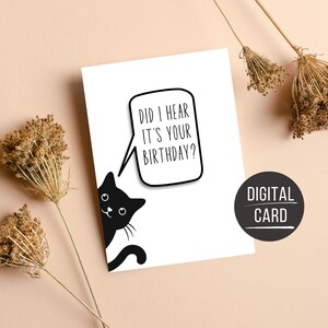 Funny Cat Lover Birthday Printable Card,Downloadable Cute Animal Meme Card for Crazy Cat Lady,Humorous Birthday Gift Cats, From the Cat Card