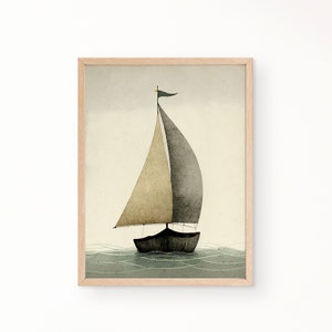 Whimsical Nautical Nursery Decor, Sailboat Nursery Prints, Sailing Nursery Wall Art PRINTABLE, Adventure Nursery, Neutral Beach House Decor,