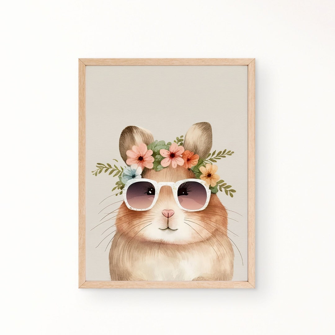 Gallery Detail: Boho Hamster Nursery Wall Art Printable Retro Hamster Nursery Wall