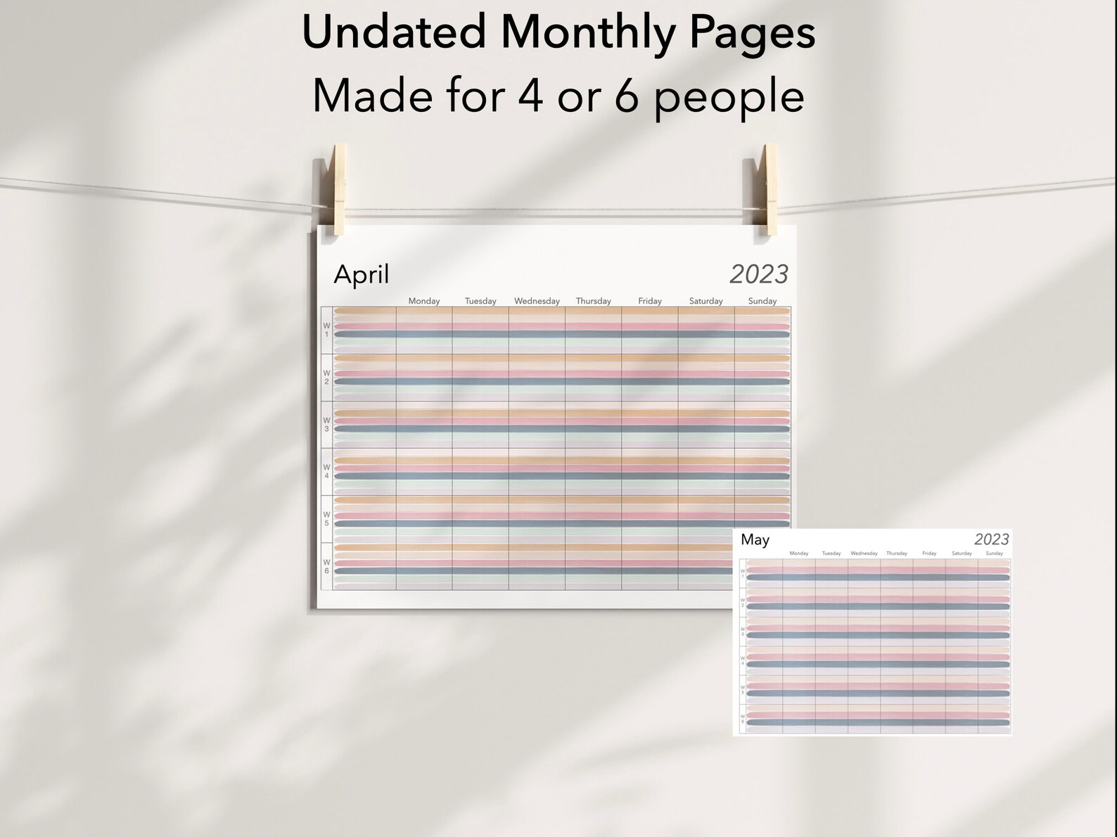2023 Printable Family Calendar Template Dated and Undated - Etsy