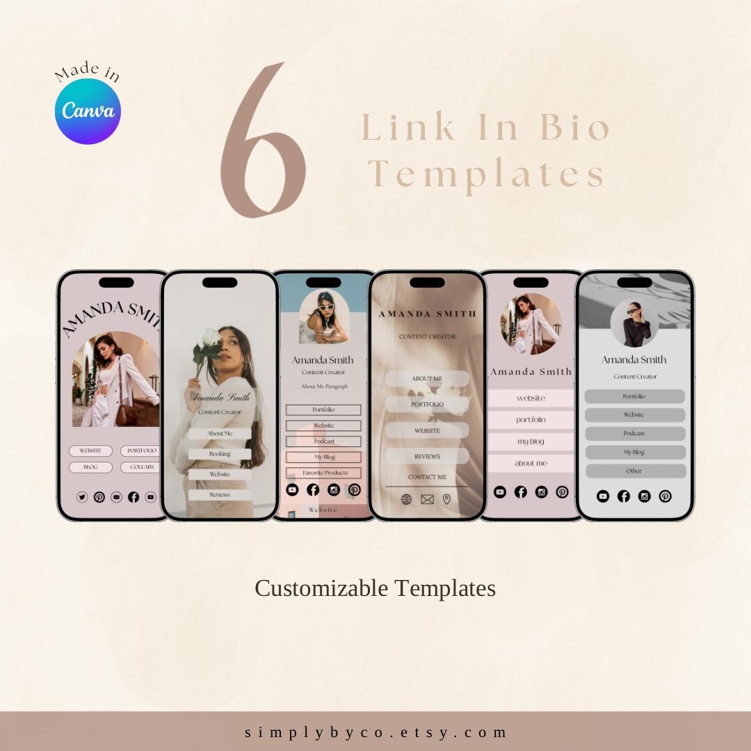 Customizable Link in Bio Template: Instagram Landing Page (canva PDF ...
