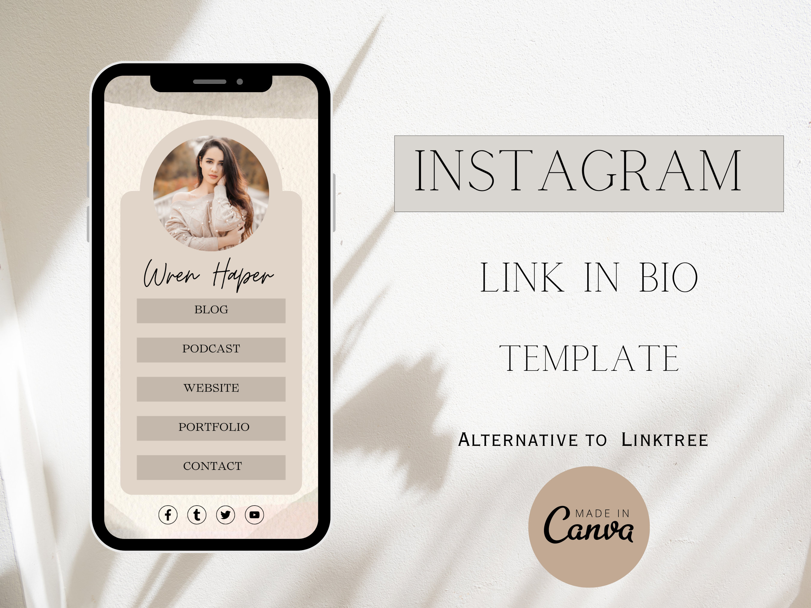 Instagram Link in Bio Template: Editable Canva Design (digital Download ...