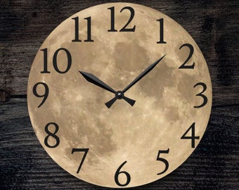 Large or Small Moon Clock wall art, astronomy gifts for moon lovers, mystical wiccan decor