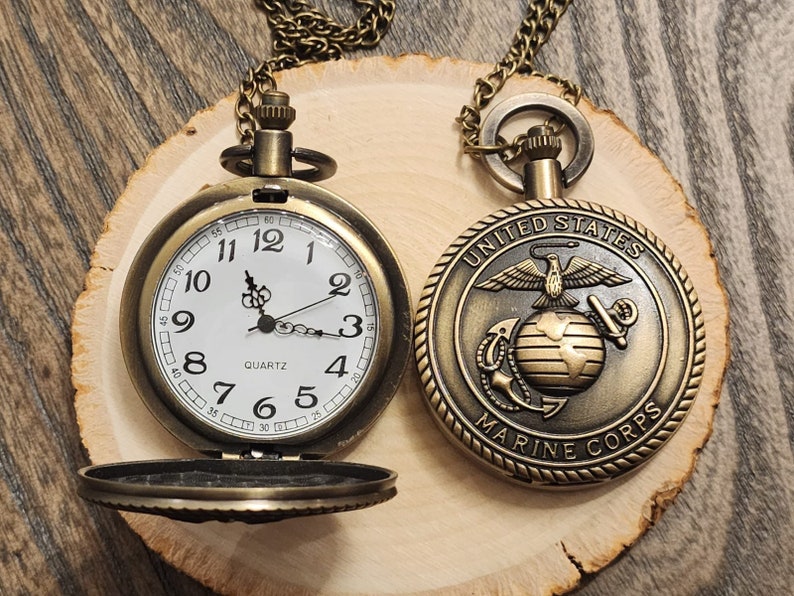 Marine Pocket Watch and Chain Etsy