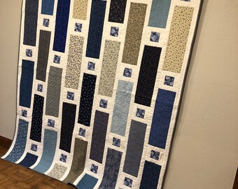 Quilt, blue, modern, gift for her, gift for grad, lap quilt, geometric