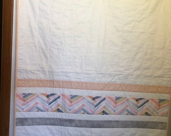 Baby quilt, pastel chevron quilt, baby decor, baby blanket