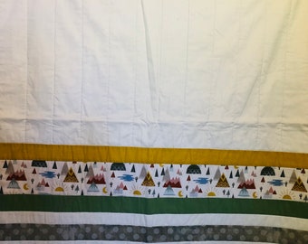 Baby quilt, camping quilt, baby decor, baby blanket, outdoor campsite, deer in the woods