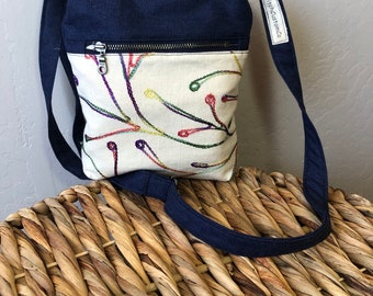 Small crossbody bag, fabric bag, linen crossbody bag, travel purse, phone and wallet purse