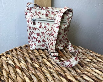Small crossbody bag, fabric bag, cotton crossbody bag, travel purse, phone and wallet purse