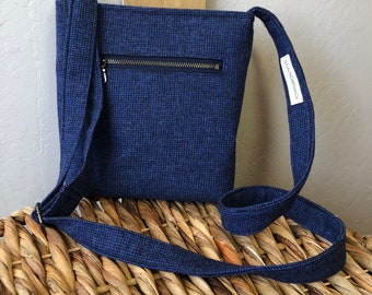 Small crossbody bag, fabric bag, wool crossbody bag, travel purse, phone and wallet purse