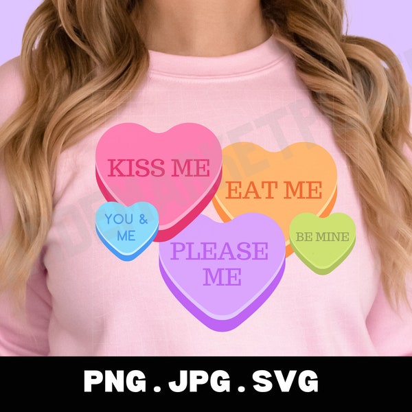 Sexy Conversation Hearts Digital Download for Sublimation Dtf and More, Jpg SVG PNG Transparent Background