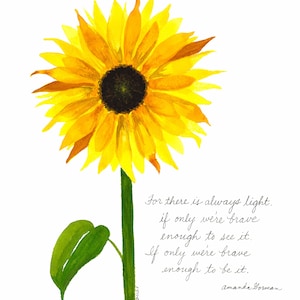 Watercolor Print: Sunflower with Quote