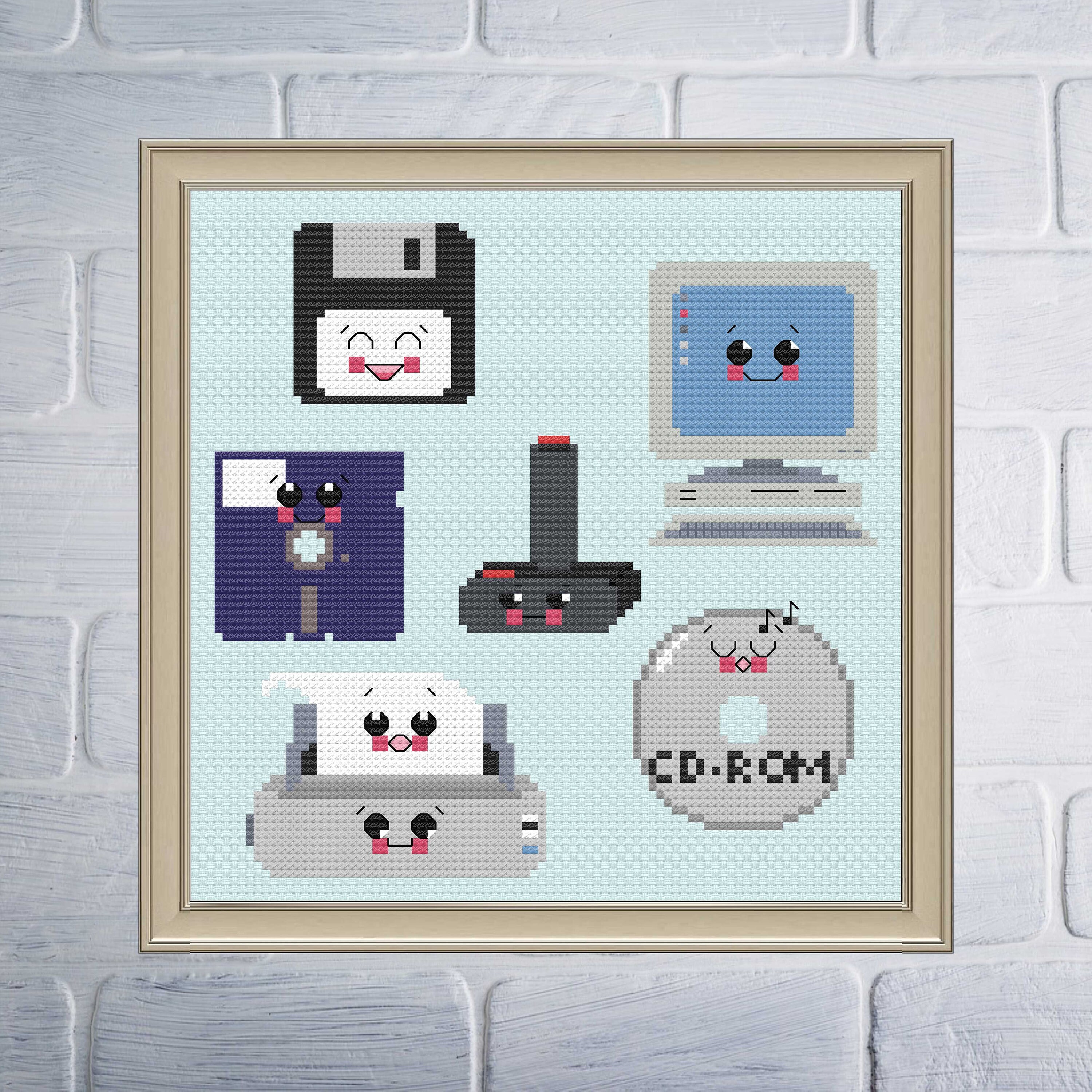 Kawaii Mini Retro Computer Cross Stitch Pattern PDF - Etsy