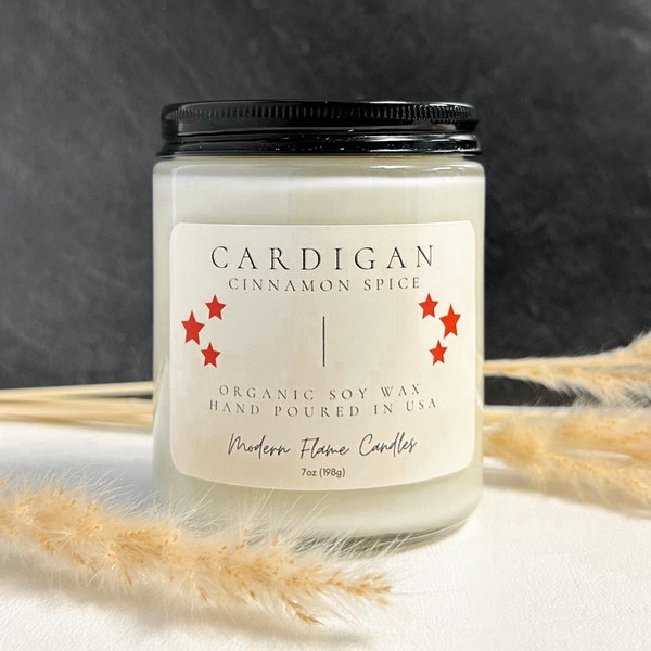 Cardigan Candle, Soy Wax, Aromatherapy Candles, Cinnamon, Hand-Poured, Gift For Her, Anniversary Gift, Valentines Day, Christmas Gift