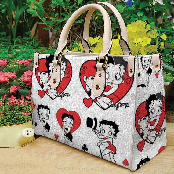 Betty Boop 7 Inch Leather Crossbody Bag in Black