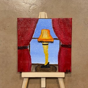 Mini Christmas Story Leg Lamp 4x4 canvas board with easel image 2