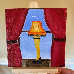 Mini Christmas Story Leg Lamp 4x4 canvas board with easel image 1