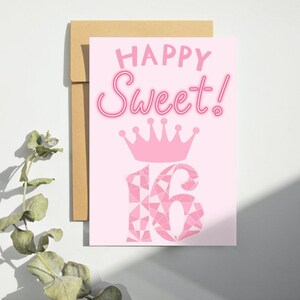 Carte d’anniversaire imprimable Sweet 16