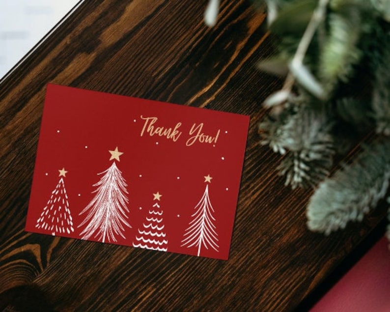 Printable Christmas Thank You Card Etsy