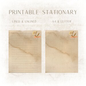 Vintage Themen Notizblock Stationary Printable Download Liniert Unliniert A4 Letter