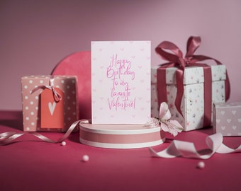 Printable Happy Birthday Valentine's Day Foldable Card