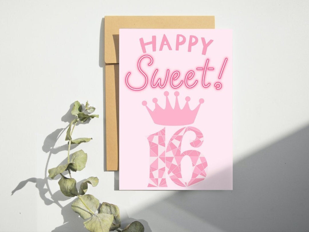 Printable Sweet 16 Birthday Card Etsy