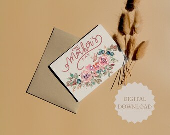 Happy Mother's Day / Printable Mother's Day Card / Floral Greeting Card / Folded Card