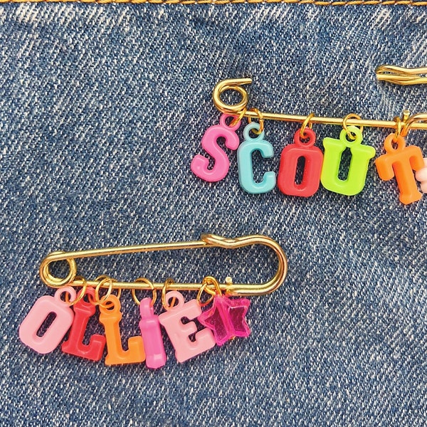 Custom Name Pin, Heavy Duty Gold Safety Pin, Personalized Brooch Accessories