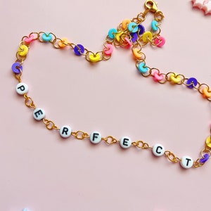 Perfect Necklace with Letters and Clay Flat Beads, Trendy Alphabet Jewelry