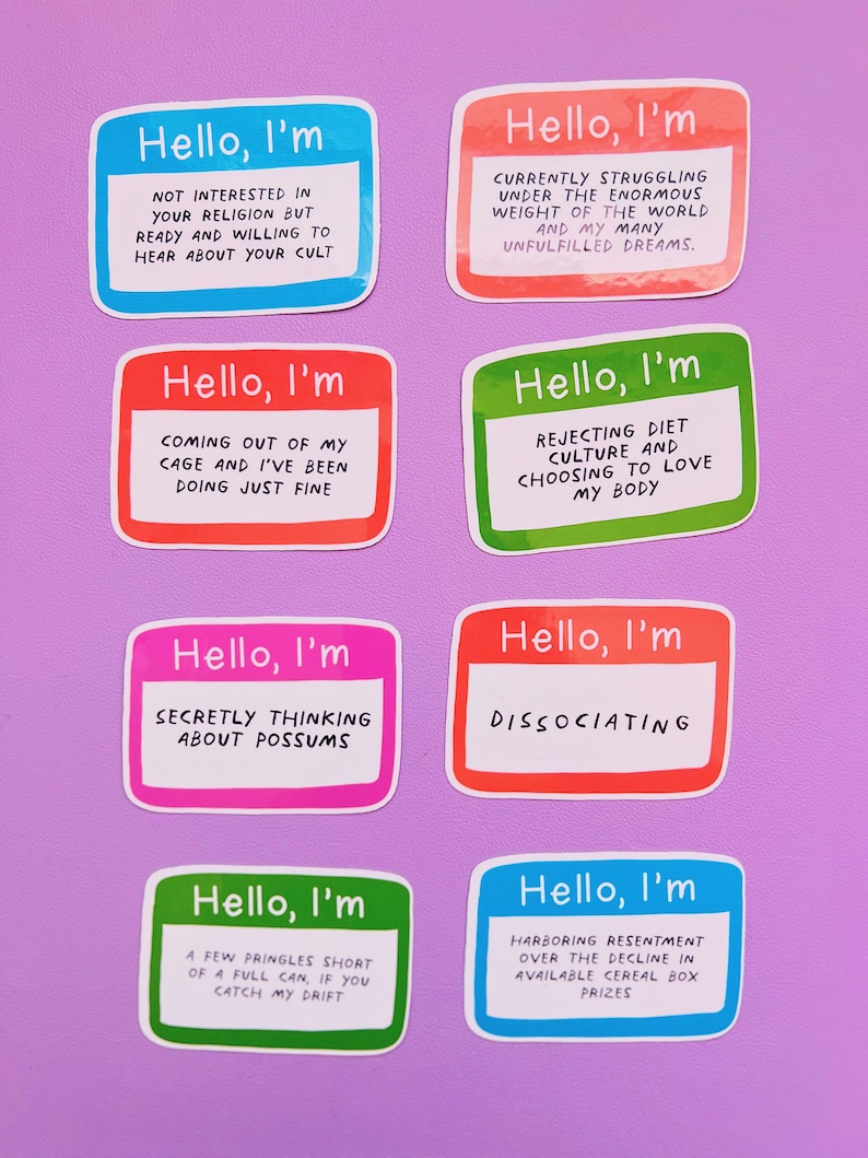 Hello Funny Name Tag Sticker, Ready to Leave Name Badge Vinyl Decal - Etsy