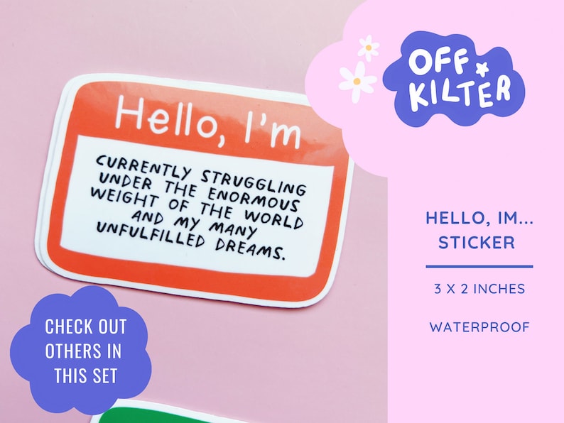 Hello Im Sticker Funny Name Tag Waterproof Name Badge Etsy