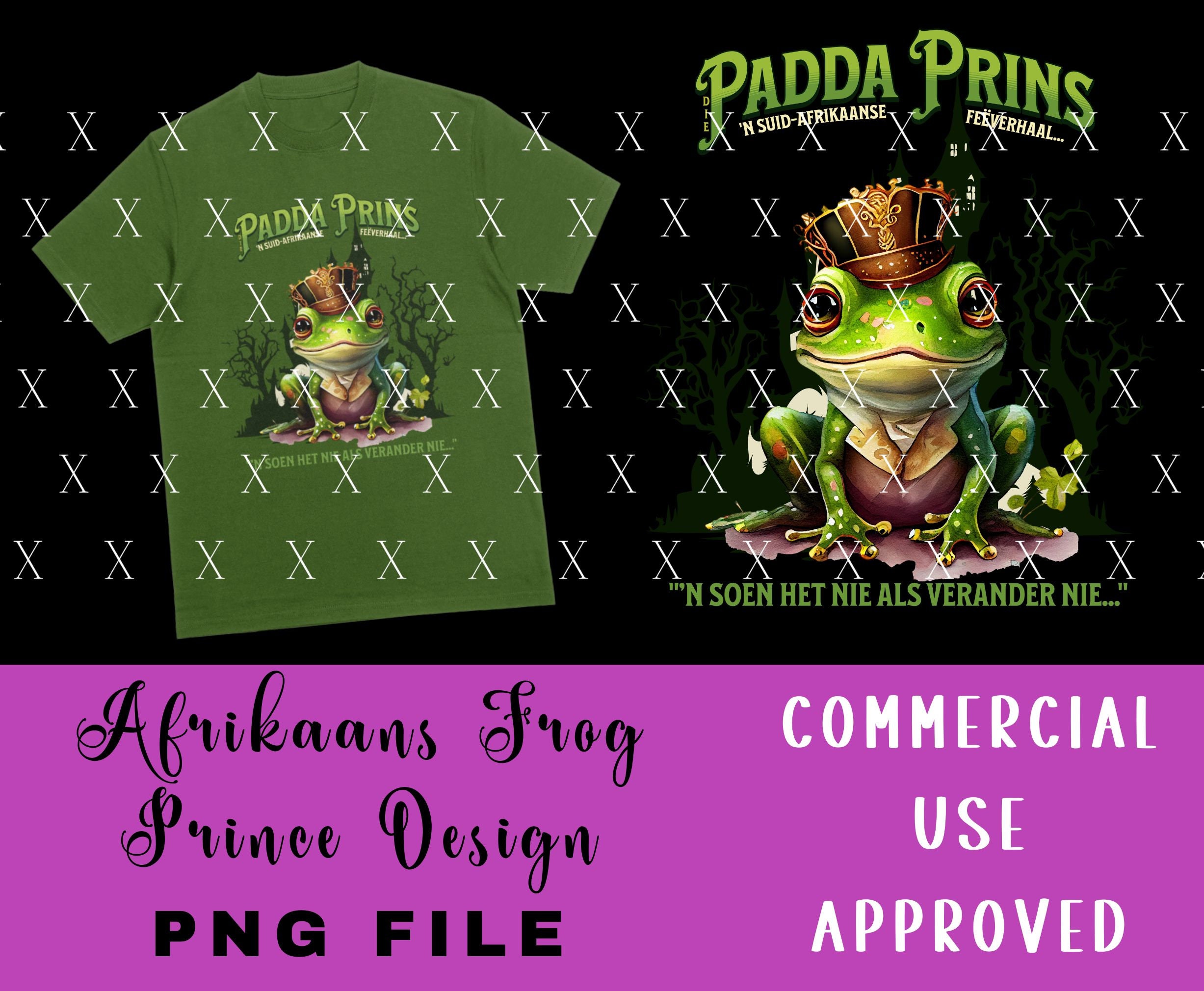 Commercial Use OK Afrikaans Frog Prince T-shirt Design Print picture photo