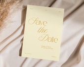 BRI Elegant Wedding Save the Date Template, Butter Yellow Wedding Invitation, Minimalist Save the Date Invites, Unique Wedding Invitation