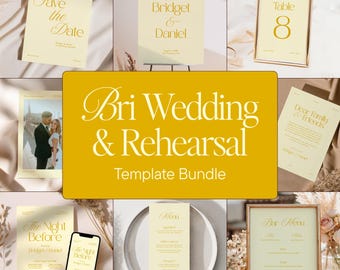 BRI Wedding and Rehearsal Template Bundle, Elegant Wedding Templates Bundle, Printable Wedding Signs Bundle, Modern Wedding Reception Bundle