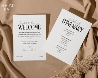 CELINE Modern Elegant Wedding Weekend Itinerary Template, Wedding Timeline Template, Wedding Welcome Bag Note, Destination Wedding Itinerary