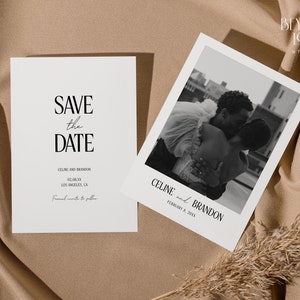 Diseño de tarjeta de invitación con foto de CELINE, plantilla de invitación minimalista moderna, invitación imprimible con foto de CELINE, descarga digital instantánea