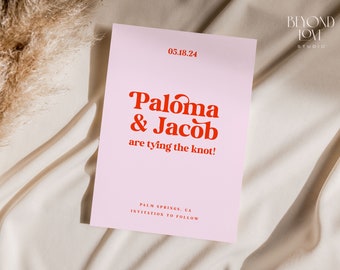 PALOMA Modern Retro Wedding Save the Date, Wedding Invitation Template, Editable Colorful Bold Wedding Invite, Instant Digital Download