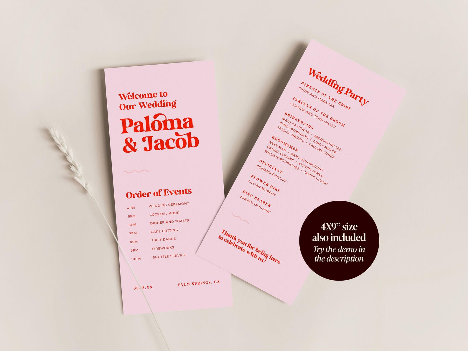 PALOMA Modern Retro Wedding Program Template, Printable Wedding ...