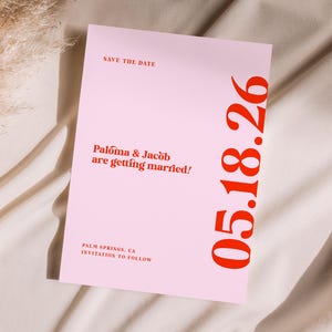 PALOMA Moderne Retro Save the Date Vorlage, bearbeitbare Hochzeitseinladung, Digitale Hochzeit einladen, bedruckbar, Evite, sofortiger digitaler Download
