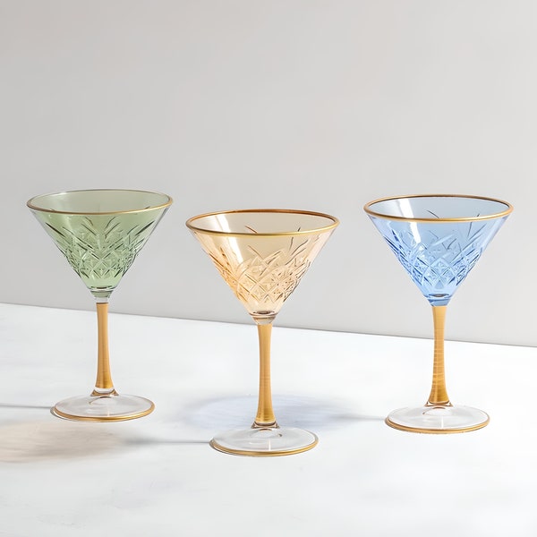 Colored Martini Glasses Etsy