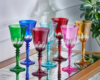 Copa de vino con corte de uva de cristal de colores, copas de vino vintage y elegantes, copas de vino de boda, copa de vino colorida para un día especial